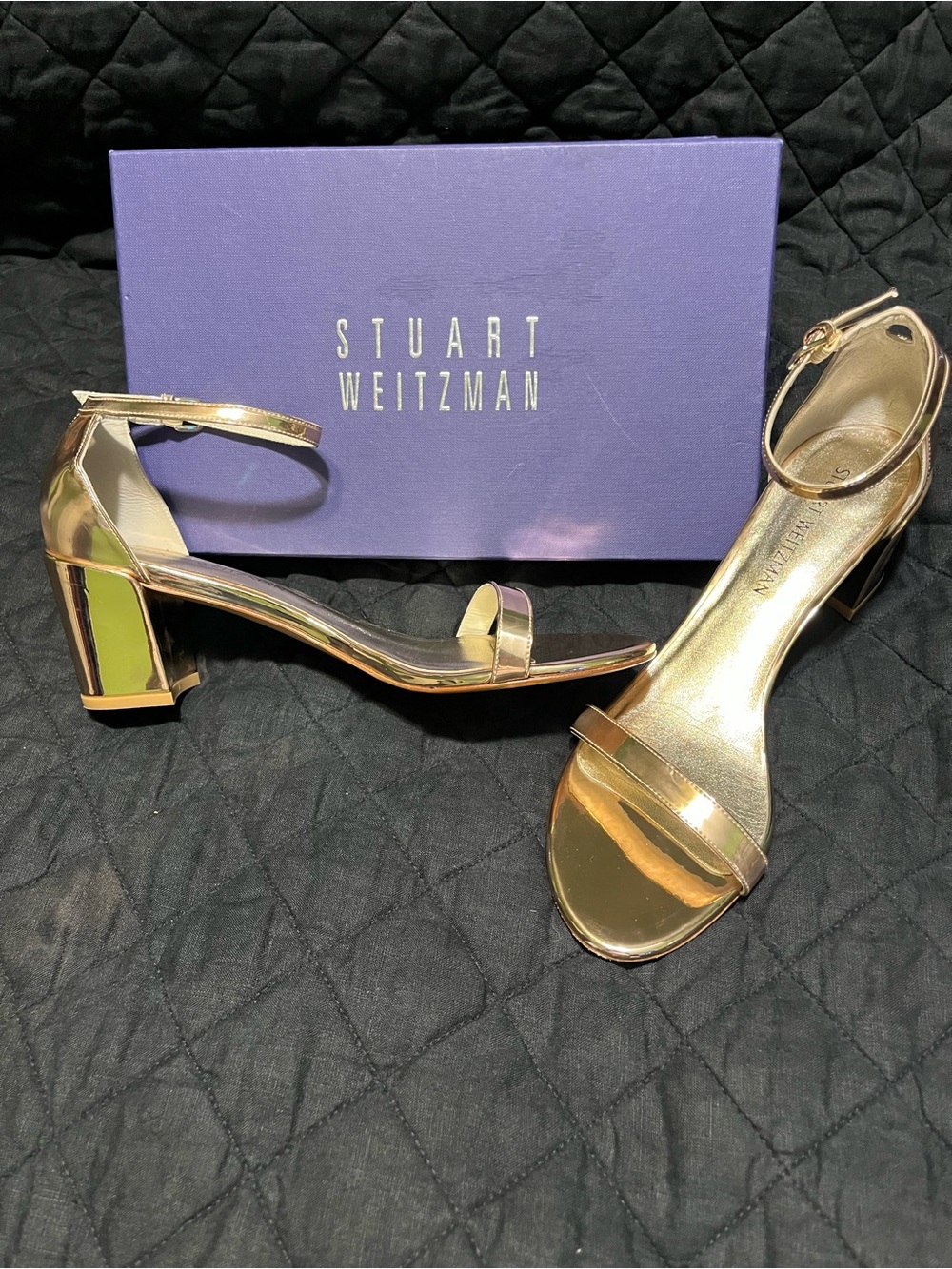 Stuart Weitzman Gold Block Heels